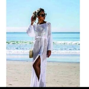 White Bohemian beach cover up dress